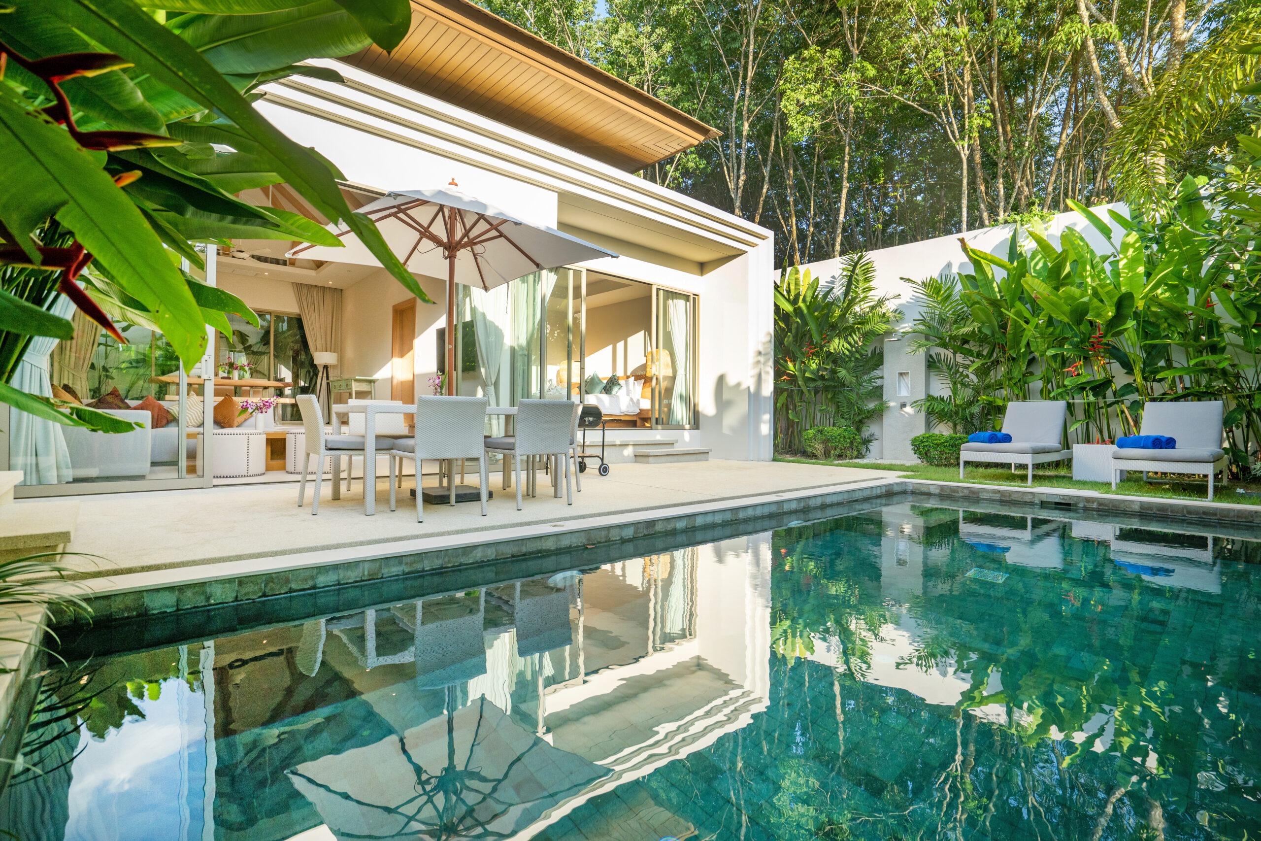 Interior and exterior design of luxury pool villa in Costa Rica, house, home f