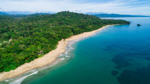 Aerial Image in Costa Rica at the Caribbean close to Puerto Viejo at Cocles Beach